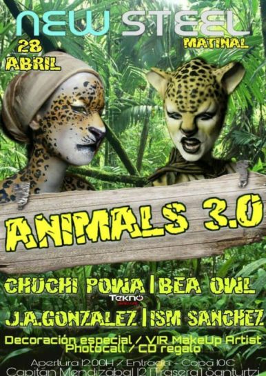 Cartel de la fiesta Animals 3.0 en New Steel