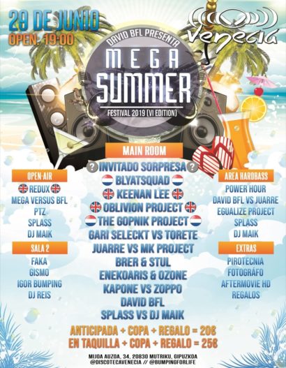 Cartel de la fiesta Mega Summer Festival 2019 @ Venecia